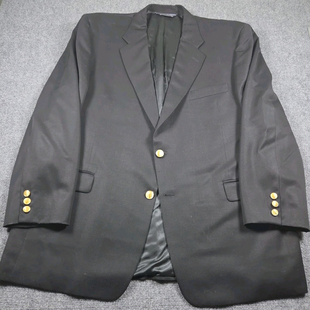 Gieves & Hawkes Wool Blazer Black Gold Button Jacket Men 46S Savile Row